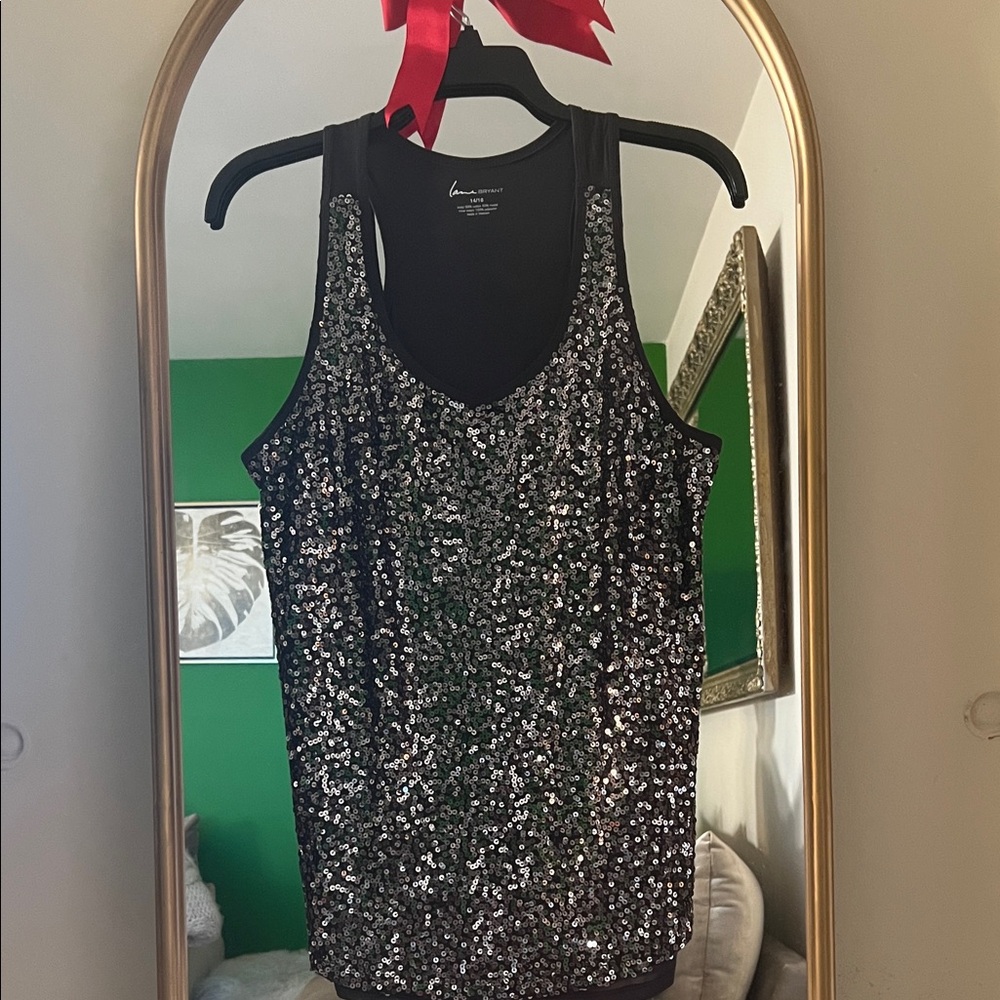 Lane Bryant Sparkling charcoal grey  Sequin Tank Top